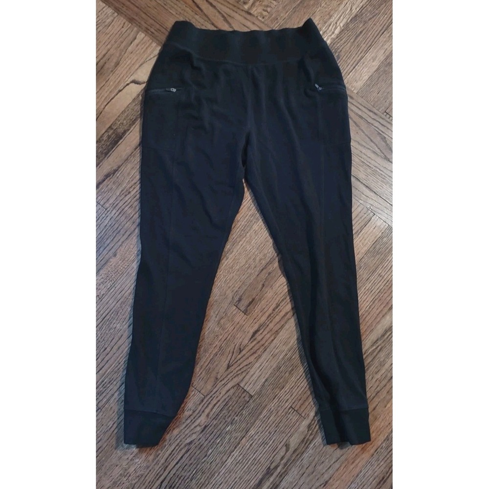 Athletic Works Womens Joggers Small 4-6 Black Zip Pockets Rayon Stretch Pants
